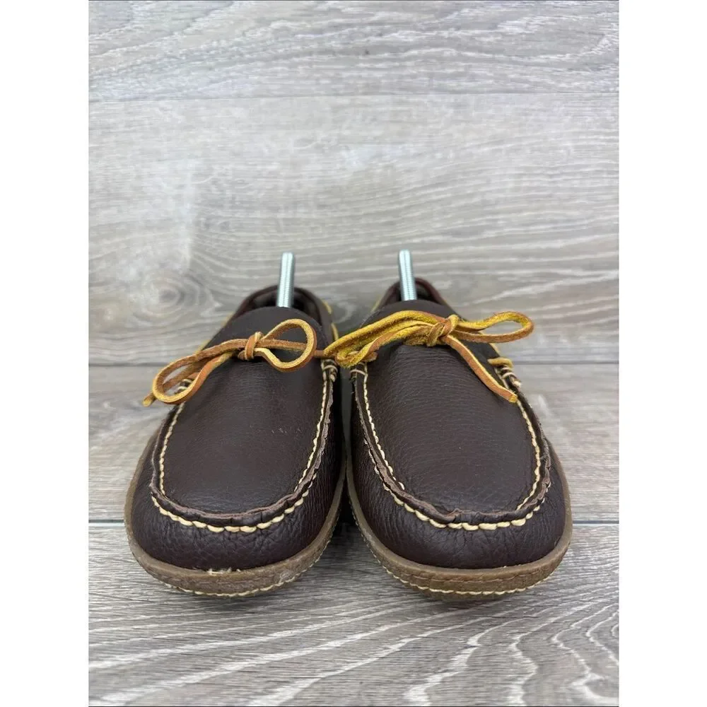 L.L. Bean Hand-Sewn Flannel Lined Men's Sz 9M Brown Slip On Moccasin Loafers
